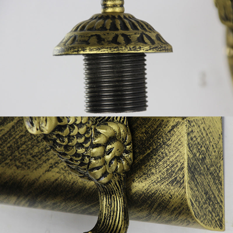 Bowl Wall Light Fixture Tiffany Shell 1 Head White Sconce Light Fixture with Mermaid Backplate Clearhalo 'Industrial' 'Middle century wall lights' 'Tiffany wall lights' 'Tiffany' 'Wall Lamps & Sconces' 'Wall Lights' Lighting' 174273