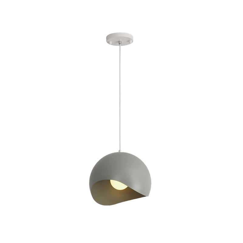 Waveforms Dome Pendant Lamp Nordic Style Metal 8"/12" W 1 Head Black/Gray Ceiling Lighting for Living Room Clearhalo 'Ceiling Lights' 'Modern Pendants' 'Modern' 'Pendant Lights' 'Pendants' Lighting' 174310