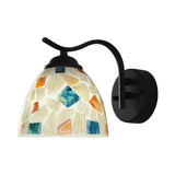 White Bowl Sconce Light Tiffany 1 Head Multicolor Stained Shell Wall Light Fixture Clearhalo 'Industrial' 'Middle century wall lights' 'Tiffany wall lights' 'Tiffany' 'Wall Lamps & Sconces' 'Wall Lights' Lighting' 174315