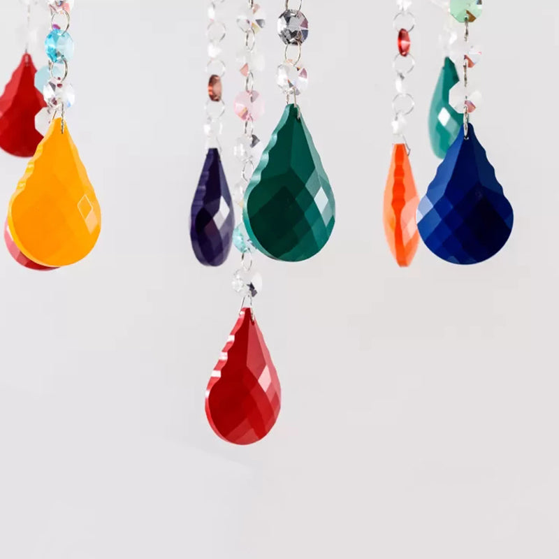 Beautiful Multi-Color Chandelier Candle 6 Lights Glass Pendant Light for Kindergarten Living Room Clearhalo 'Ceiling Lights' 'Chandeliers' 'Glass shade' 'Glass' 'Pendant Lights' Lighting' 174447