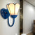 Stained Glass Lily Wall Mount Light Tiffany 1 Head White/Blue/Antique Brass Sconce Lighting for Hallway Blue Clearhalo 'Industrial' 'Middle century wall lights' 'Tiffany wall lights' 'Tiffany' 'Wall Lamps & Sconces' 'Wall Lights' Lighting' 174456