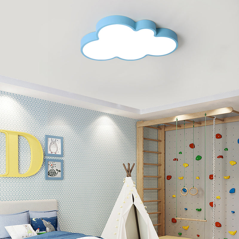 Cloud Child Bedroom Flush Mount Light Acrylic Nordic Style Macaron Colored Ceiling Lamp Blue Clearhalo 'Ceiling Lights' 'Close To Ceiling Lights' 'Close to ceiling' 'Flush mount' Lighting' 174519