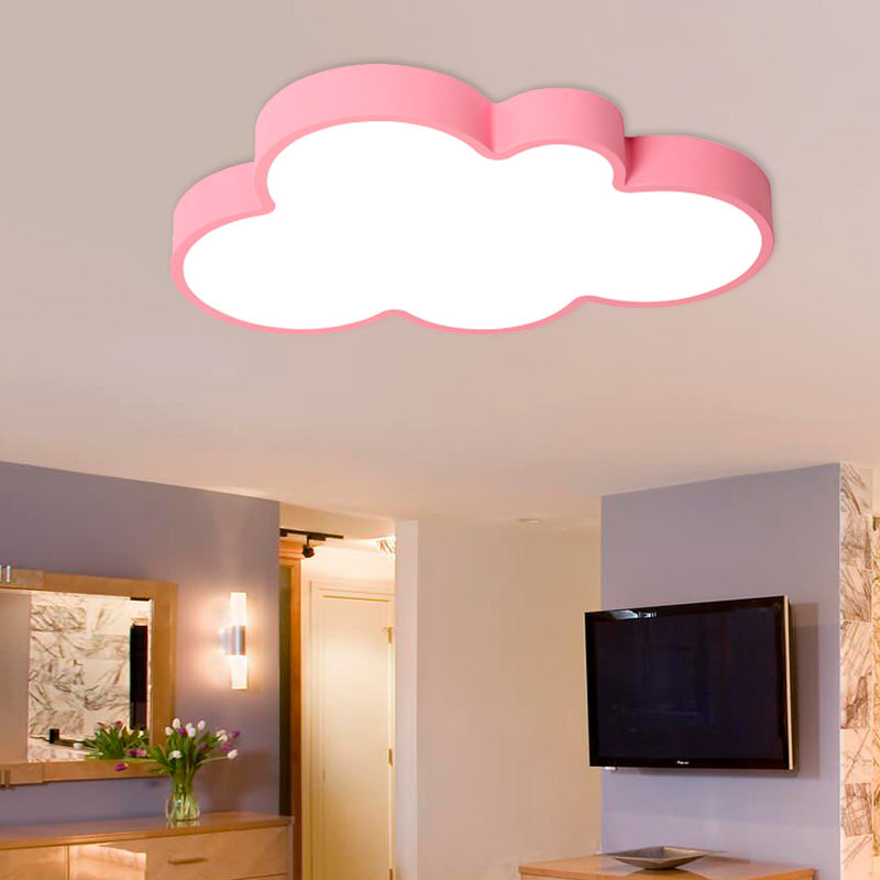 Cloud Child Bedroom Flush Mount Light Acrylic Nordic Style Macaron Colored Ceiling Lamp Pink Clearhalo 'Ceiling Lights' 'Close To Ceiling Lights' 'Close to ceiling' 'Flush mount' Lighting' 174525
