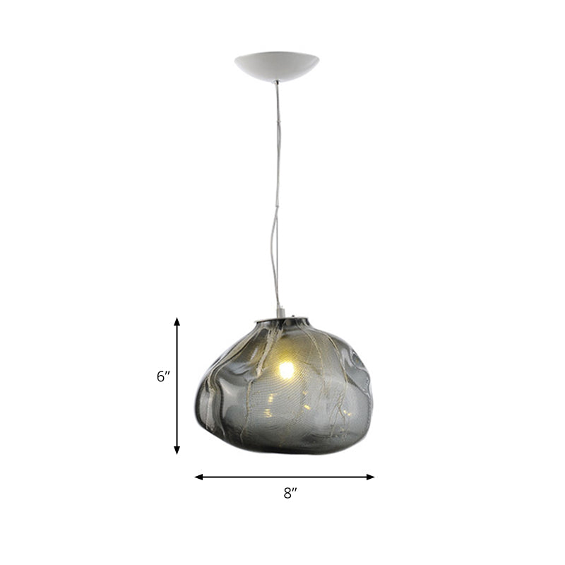 8"/12" W Cloud Shaped Pendant Light Contemporary Clear/Smoke Gray Hand-Blown Glass 1 Bulb Indoor Hanging Lamp Clearhalo 'Ceiling Lights' 'Glass shade' 'Glass' 'Modern Pendants' 'Modern' 'Pendant Lights' 'Pendants' Lighting' 174620