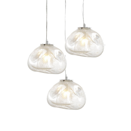 8"/12" W Cloud Shaped Pendant Light Contemporary Clear/Smoke Gray Hand-Blown Glass 1 Bulb Indoor Hanging Lamp Clearhalo 'Ceiling Lights' 'Glass shade' 'Glass' 'Modern Pendants' 'Modern' 'Pendant Lights' 'Pendants' Lighting' 174623