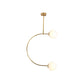 Metal C Shaped Hanging Pendant Light with Milk Glass Ball Shade Modern 2 Lights Suspended Lamp in Gold Clearhalo 'Ceiling Lights' 'Modern Pendants' 'Modern' 'Pendant Lights' 'Pendants' Lighting' 174657