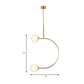 Metal C Shaped Hanging Pendant Light with Milk Glass Ball Shade Modern 2 Lights Suspended Lamp in Gold Clearhalo 'Ceiling Lights' 'Modern Pendants' 'Modern' 'Pendant Lights' 'Pendants' Lighting' 174659