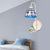 1 Head Bedroom Wall Light Mediterranean Blue-White/Beige/Blue-Clear Sconce Lighting with Cone/Dome Stained Glass Shade Blue-Clear Clearhalo 'Industrial' 'Middle century wall lights' 'Tiffany wall lights' 'Tiffany' 'Wall Lamps & Sconces' 'Wall Lights' Lighting' 174665