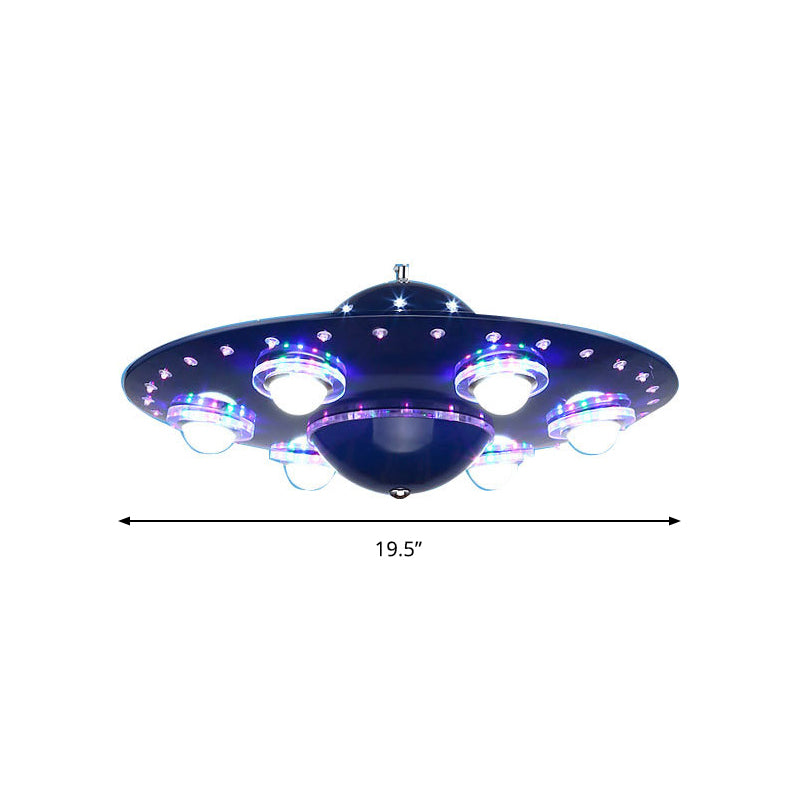 Modern Style Blue Chandelier UFO Six Lights Metal Pendant Lamp for Child Bedroom Clearhalo 'Ceiling Lights' 'Chandeliers' Lighting' options 174694
