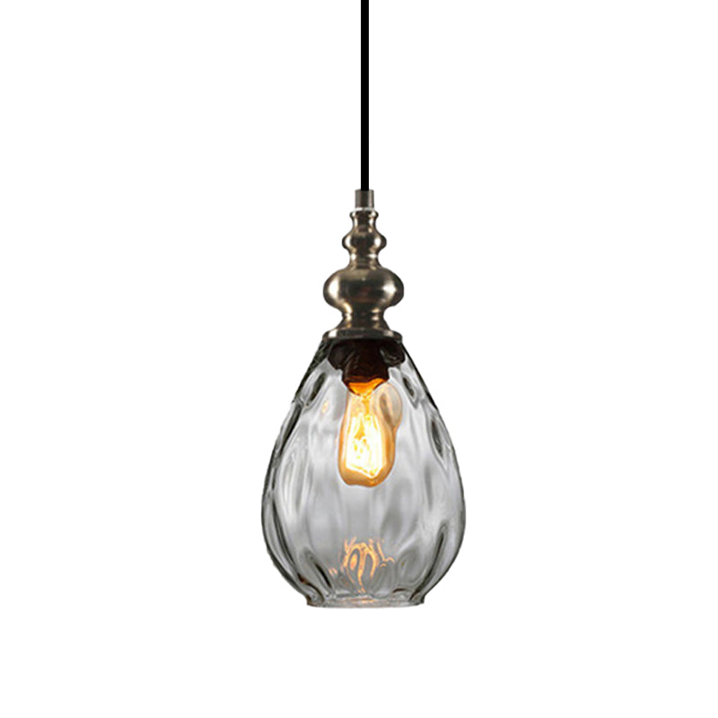 6"/8" Wide Water Drop Pendant Lamp Contemporary Amber/Clear Dimple Glass 1 Head Bedside Hanging Ceiling Light Clearhalo 'Ceiling Lights' 'Glass shade' 'Glass' 'Modern Pendants' 'Modern' 'Pendant Lights' 'Pendants' Lighting' 174758
