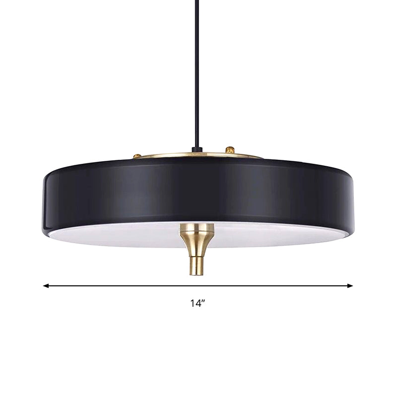 Modernist Style LED Hanging Lamp with Metallic Shade Black/White Round Pendant Lighting for Dining Room Clearhalo 'Ceiling Lights' 'Modern Pendants' 'Modern' 'Pendant Lights' 'Pendants' Lighting' 174772