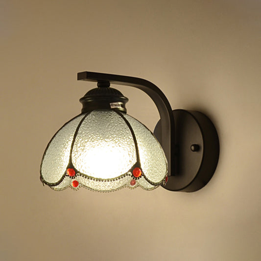 1 Light Scalloped Wall Light Dimpled Clear Glass Traditional Wall Sconce Light for Corridor Clearhalo 'Industrial' 'Middle century wall lights' 'Tiffany wall lights' 'Tiffany' 'Wall Lamps & Sconces' 'Wall Lights' Lighting' 174810
