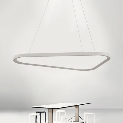 White Triangle Suspension Lamp Contemporary Led Metal Hanging Pendant Light in White/Warm/Natural Light/Remote Control Stepless Dimming White Clearhalo 'Ceiling Lights' 'Modern Pendants' 'Modern' 'Pendant Lights' 'Pendants' Lighting' 174843