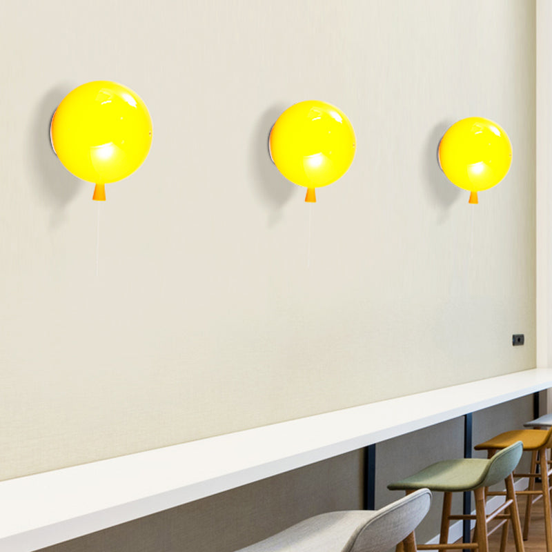 Creative Balloon Shaped Wall Sconce One Bulb Glass Wall Light for Baby Bedroom Corridor Yellow Clearhalo 'Wall Lamps & Sconces' 'Wall Lights' Lighting' 175010