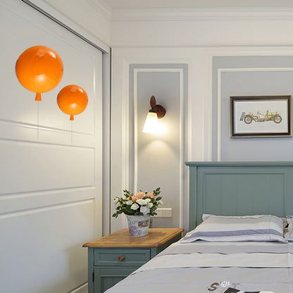 Creative Balloon Shaped Wall Sconce One Bulb Glass Wall Light for Baby Bedroom Corridor Orange Clearhalo 'Wall Lamps & Sconces' 'Wall Lights' Lighting' 175015