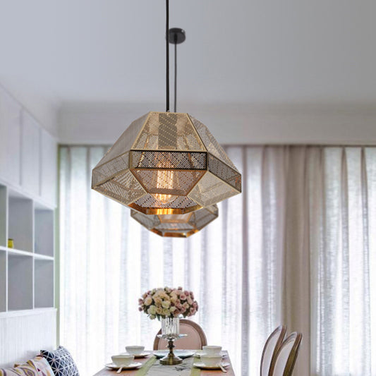 8"/9"/10" Wide Metal Diamond Pendant Ceiling Light Post-Modern 1 Light Gold Hanging Ceiling Light with Linear/Stout Shade Gold B Clearhalo 'Ceiling Lights' 'Modern Pendants' 'Modern' 'Pendant Lights' 'Pendants' Lighting' 175170