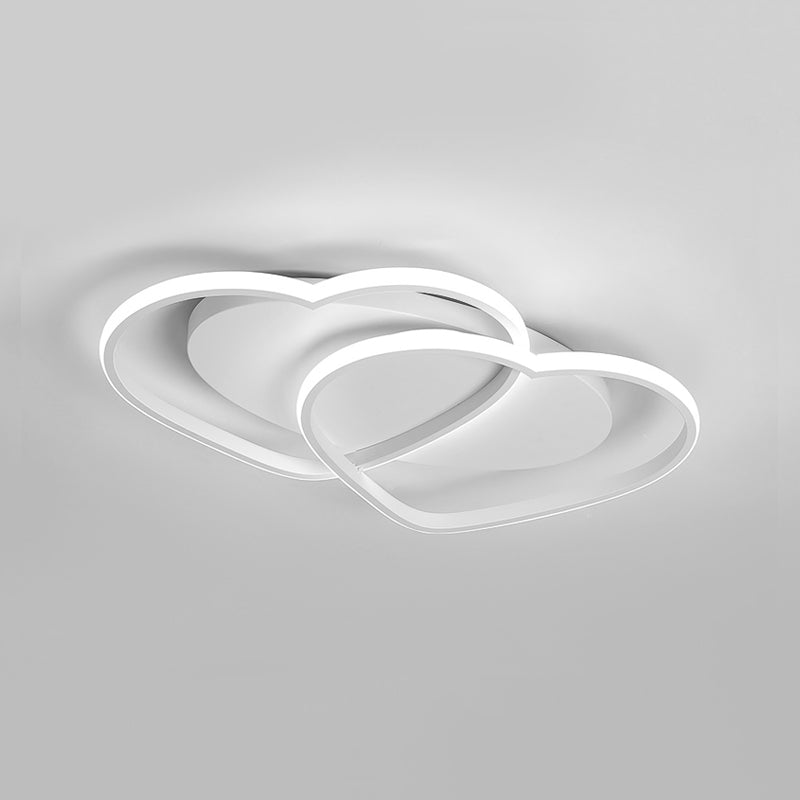White 2-Loving Heart Ceiling Light Contemporary Acrylic Flushmount Light for Bedroom White White Clearhalo 'Ceiling Lights' 'Close To Ceiling Lights' 'Close to ceiling' 'Flush mount' Lighting' 175359