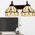 2 Heads Dome Sconce Light Fixture Tiffany Black 2 Heads Beige Glass Wall Mount Light with Pull Chain Beige Clearhalo 'Industrial' 'Middle century wall lights' 'Tiffany wall lights' 'Tiffany' 'Wall Lamps & Sconces' 'Wall Lights' Lighting' 175363