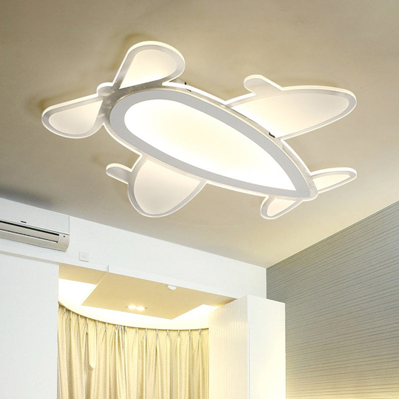 Acrylic Propeller Plane Ceiling Light Acrylic Cartoon Flush Mount Light in White Finish White Third Gear Clearhalo 'Ceiling Lights' 'Close To Ceiling Lights' 'Close to ceiling' 'Flush mount' Lighting' 175427