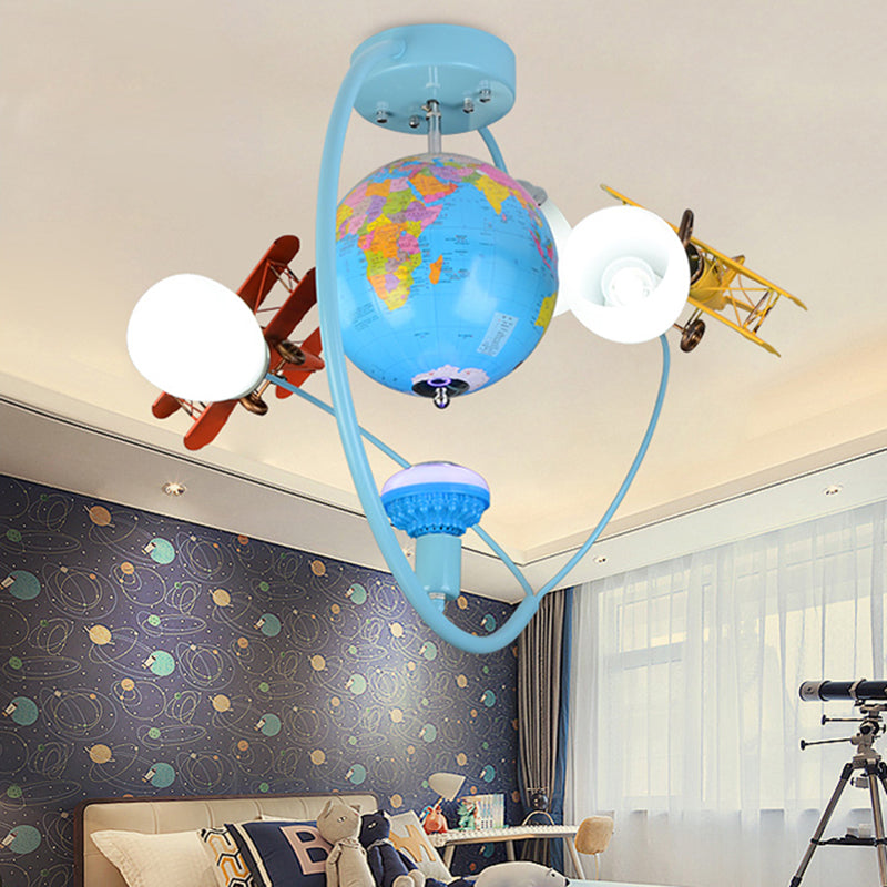 Modern Blue Flush Mount Light with Glider Globe Metal Ceiling Fixture for Nursing Room Clearhalo 'Ceiling Lights' 'Close To Ceiling Lights' 'Close to ceiling' 'Semi-flushmount' Lighting' 175520