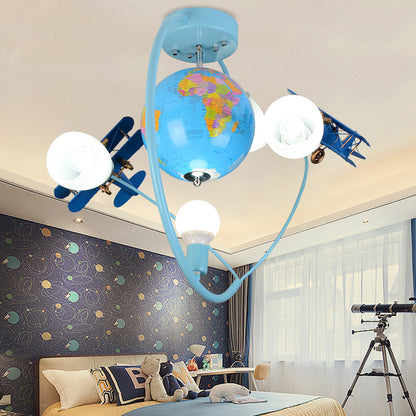 Modern Blue Flush Mount Light with Glider Globe Metal Ceiling Fixture for Nursing Room Blue B Clearhalo 'Ceiling Lights' 'Close To Ceiling Lights' 'Close to ceiling' 'Semi-flushmount' Lighting' 175522