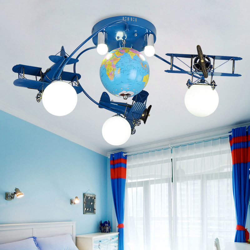 Modern Blue Flush Mount Light with Glider Globe Metal Ceiling Fixture for Nursing Room Blue D Clearhalo 'Ceiling Lights' 'Close To Ceiling Lights' 'Close to ceiling' 'Semi-flushmount' Lighting' 175526