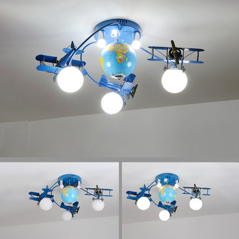 Modern Blue Flush Mount Light with Glider Globe Metal Ceiling Fixture for Nursing Room Clearhalo 'Ceiling Lights' 'Close To Ceiling Lights' 'Close to ceiling' 'Semi-flushmount' Lighting' 175532