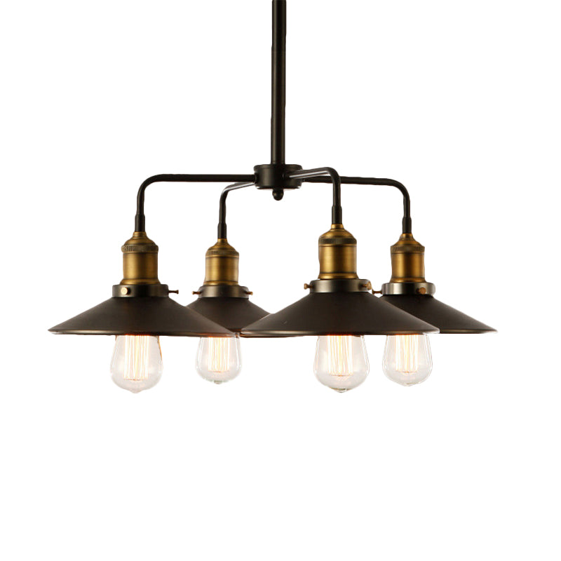 3/4/5 Heads Conical Chandelier Lamp Industrial Style Black Metallic Hanging Light for Dining Table Clearhalo 'Cast Iron' 'Ceiling Lights' 'Chandeliers' 'Industrial Chandeliers' 'Industrial' 'Metal' 'Middle Century Chandeliers' 'Rustic Chandeliers' 'Tiffany' Lighting' 175569