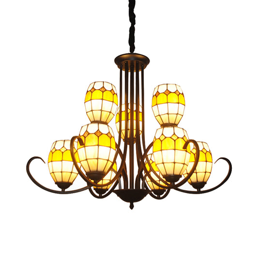 Tiffany Style Bowl Chandelier Lighting Stained Glass Multi Light Pendant Light for Living Room Clearhalo 'Ceiling Lights' 'Chandeliers' 'Industrial' 'Middle Century Chandeliers' 'Tiffany Chandeliers' 'Tiffany close to ceiling' 'Tiffany' Lighting' 175617
