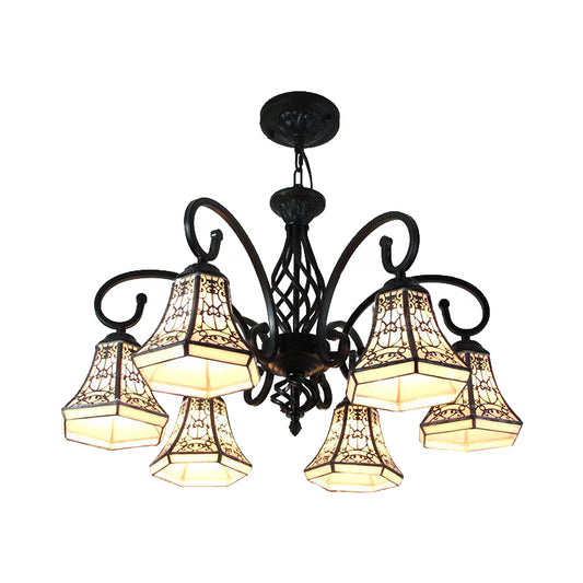 Bell Chandelier Lighting with Fence Design Lodge Style Multi Light Indoor Lighting for Living Room Clearhalo 'Ceiling Lights' 'Chandeliers' 'Industrial' 'Middle Century Chandeliers' 'Tiffany Chandeliers' 'Tiffany close to ceiling' 'Tiffany' Lighting' 175631