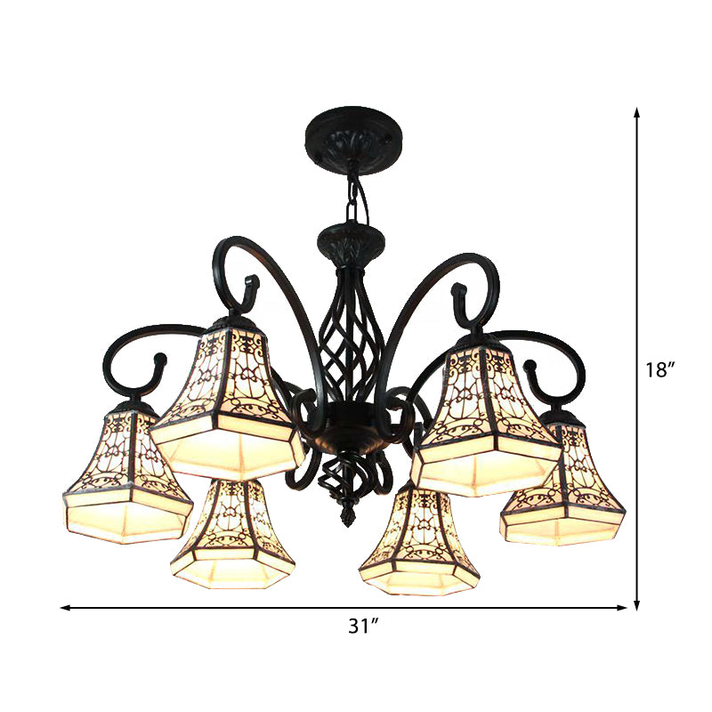 Bell Chandelier Lighting with Fence Design Lodge Style Multi Light Indoor Lighting for Living Room Clearhalo 'Ceiling Lights' 'Chandeliers' 'Industrial' 'Middle Century Chandeliers' 'Tiffany Chandeliers' 'Tiffany close to ceiling' 'Tiffany' Lighting' 175632