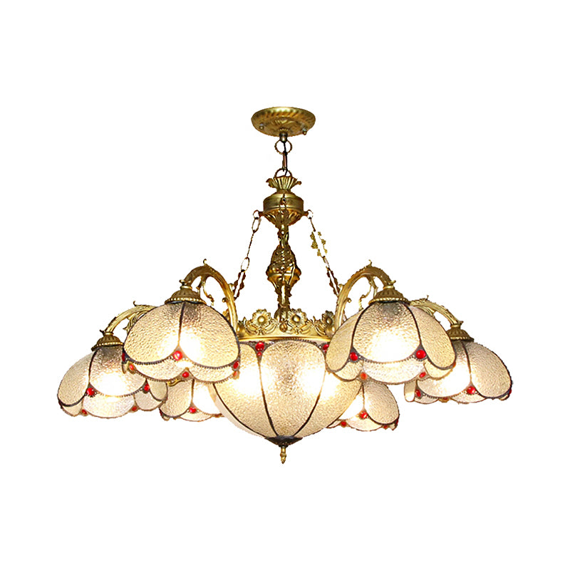 Floral Chandelier Lighting Rustic 6 Lights Dimpled Clear Glass Pendant Lighting for Hallway Clearhalo 'Ceiling Lights' 'Chandeliers' 'Clear' 'Industrial' 'Middle Century Chandeliers' 'Modern' 'Tiffany Chandeliers' 'Tiffany close to ceiling' 'Tiffany' 'Traditional Chandeliers' Lighting' 175643