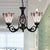 Floral Hanging Light with Metal Chain Stained Glass Tiffany Pendant Lighting in Black Finish for Stairway Blue Clearhalo 'Ceiling Lights' 'Chandeliers' 'Industrial' 'Middle Century Chandeliers' 'Tiffany Chandeliers' 'Tiffany close to ceiling' 'Tiffany' Lighting' 175661