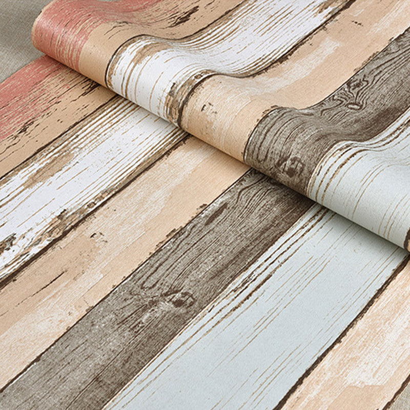Country Faux Shiplap Wallpaper PVC Stain Resistant Multicolored Wall Covering for Home Clearhalo 'Country wall decor' 'Rustic' 'Wallpaper' Wall Decor' 1756714