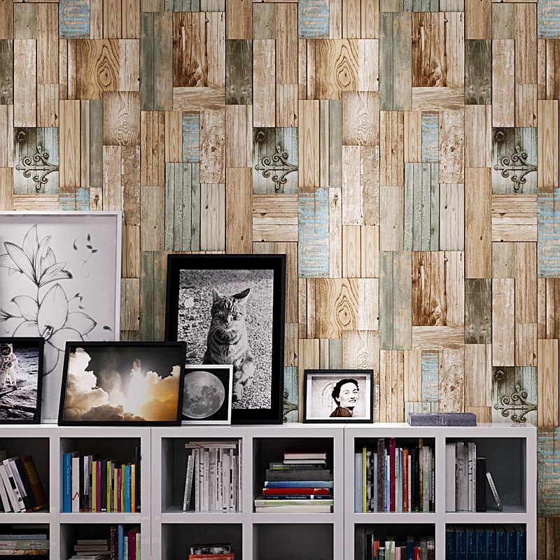Country Basketweave Wood Wallpaper for Dining Room 57.1-sq ft Wall Decor in Soft Color Clearhalo 'Country wall decor' 'Rustic' 'Wallpaper' Wall Decor' 1756749