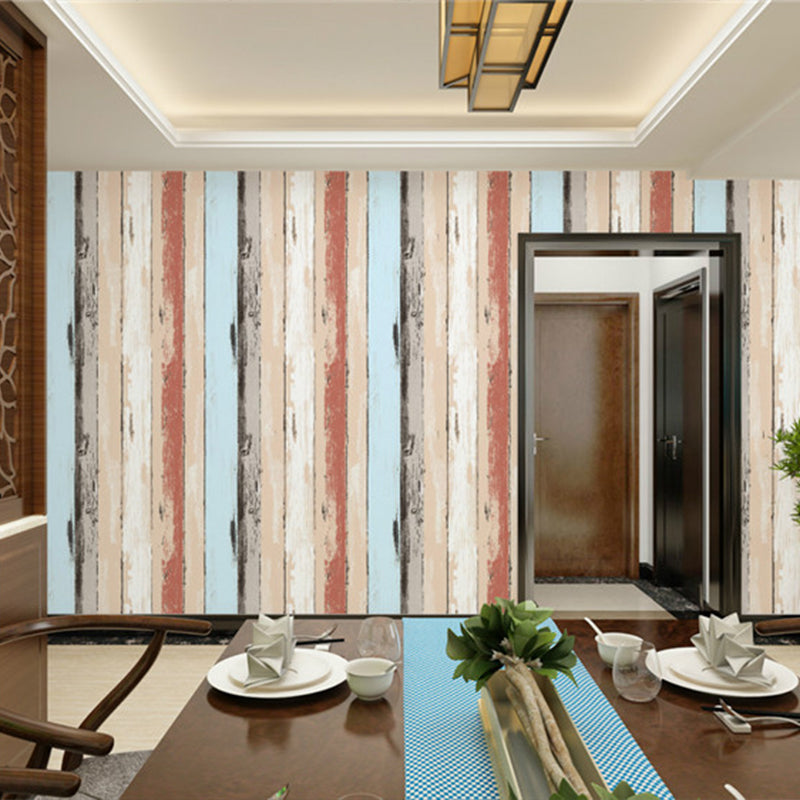 Striped Wallpaper Roll Rust Bright Reclaimed Wood Wall Covering in Multi-Color, 57.1-sq ft Yellow Clearhalo 'Country wall decor' 'Rustic' 'Wallpaper' Wall Decor' 1756755
