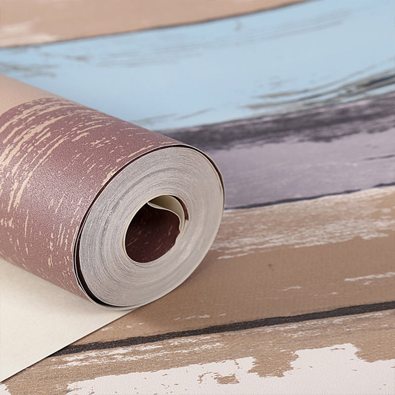 Striped Wallpaper Roll Rust Bright Reclaimed Wood Wall Covering in Multi-Color, 57.1-sq ft Red Clearhalo 'Country wall decor' 'Rustic' 'Wallpaper' Wall Decor' 1756762