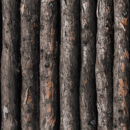 Farmhouse Wallpaper Roll Dark Color Wood Pole Patterned Wall Art, 33' L x 20.5" W Taupe Clearhalo 'Country wall decor' 'Rustic' 'Wallpaper' Wall Decor' 1756769