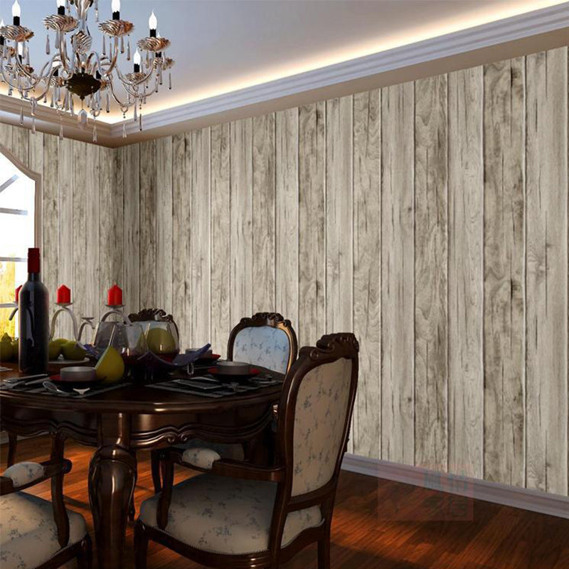 Washable Wood Board Wallpaper Roll PVC Rustic Wall Decor for Dining Room, 33' x 20.5" White Clearhalo 'Country wall decor' 'Rustic' 'Wallpaper' Wall Decor' 1756774