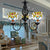 Baroque Bowl Pendant Lighting Stained Glass Ceiling Chandelier Light with Adjustable Chain in Black Finish Black Clearhalo 'Ceiling Lights' 'Chandeliers' 'Industrial' 'Middle Century Chandeliers' 'Tiffany Chandeliers' 'Tiffany close to ceiling' 'Tiffany' Lighting' 175677