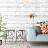 White-Washed Brick Wallpaper Self Sticking Country Living Room Wall Covering, 29.1-sq ft Clearhalo 'Country wall decor' 'Rustic' 'Wallpaper' Wall Decor' 1756782