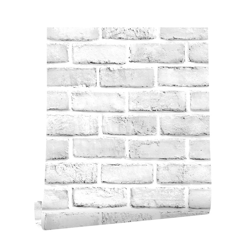 White-Washed Brick Wallpaper Self Sticking Country Living Room Wall Covering, 29.1-sq ft Clearhalo 'Country wall decor' 'Rustic' 'Wallpaper' Wall Decor' 1756783