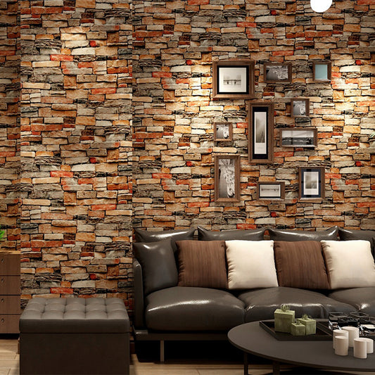 Colorful Brick Wallpaper Roll Industrial Smooth Wall Art for Cloth Shop, Peel and Stick Clearhalo 'Industrial wall decor' 'Industrial' 'Wallpaper' Wall Decor' 1756786
