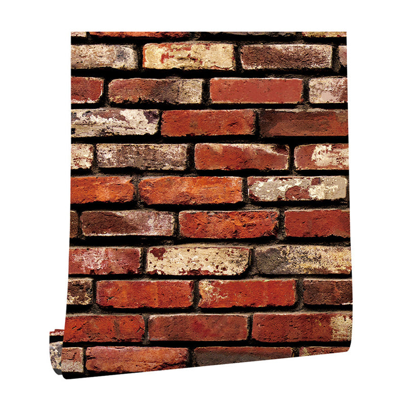 Nostalgic Stretcher Brick Wallpaper Roll for Room Construction Adhesive Wall Covering, 48.4-sq ft Clearhalo 'Industrial wall decor' 'Industrial' 'Wallpaper' Wall Decor' 1756795