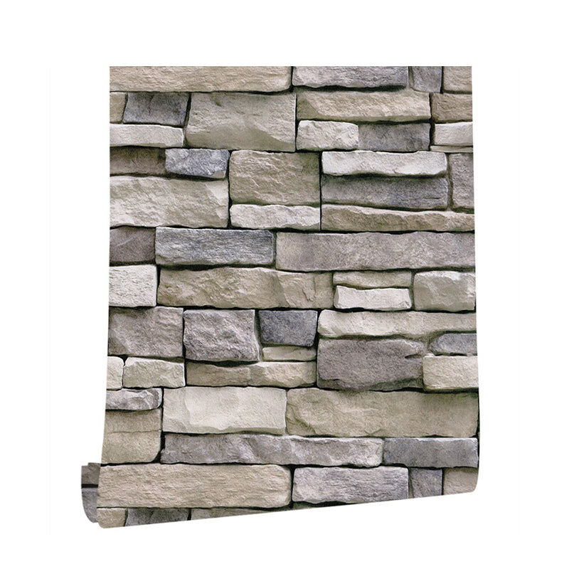 Rust Brick Print Wallpaper Roll PVC Self Adhesive Grey Wall Decor for Barber Shop Clearhalo 'Country wall decor' 'Rustic' 'Wallpaper' Wall Decor' 1756803