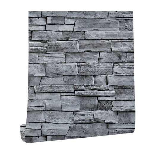 Country Brick Wallpaper Grey Self Sticking Wall Covering for Dining Room, Easy Peel off Clearhalo 'Country wall decor' 'Rustic' 'Wallpaper' Wall Decor' 1756807