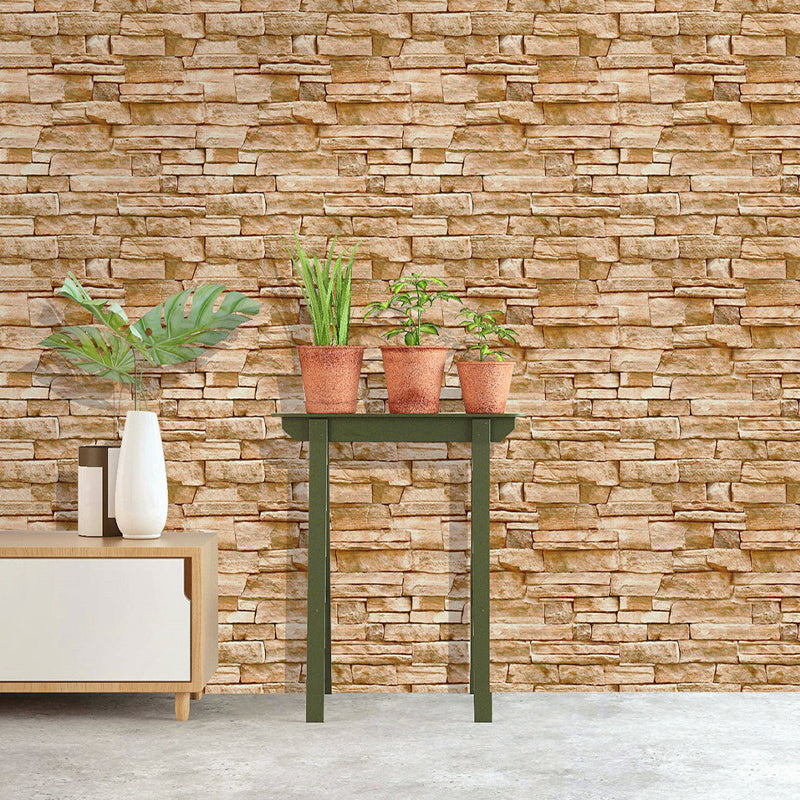 Brown Brick Wallpaper Roll Construction Cottage Stick On Wall Art for Living Room Brown Clearhalo 'Country wall decor' 'Rustic' 'Wallpaper' Wall Decor' 1756809