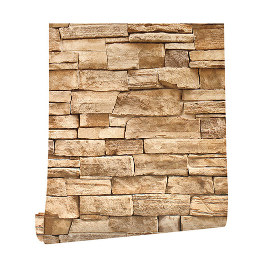 Brown Brick Wallpaper Roll Construction Cottage Stick On Wall Art for Living Room Clearhalo 'Country wall decor' 'Rustic' 'Wallpaper' Wall Decor' 1756811