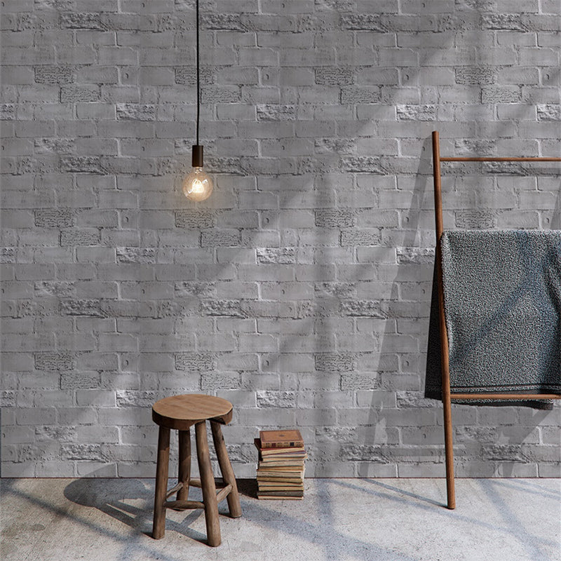 Self-Adhesive Brick Wallpaper Rustic Solid Concrete Wall Decor in Grey, 29.1-sq ft Grey Clearhalo 'Country wall decor' 'Rustic' 'Wallpaper' Wall Decor' 1756813