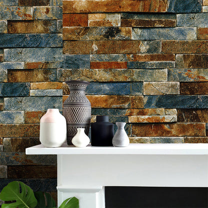 Multicolored Brick Wallpaper Peel off Industrial Bedroom Wall Covering, 19.5' x 17.5" Brown Clearhalo 'Industrial wall decor' 'Industrial' 'Wallpaper' Wall Decor' 1756817